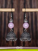 PINK MIST ELEGANCE - OXIDISED DROP JHUMKA EARRINGS
