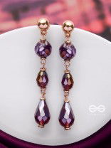 VIOLET VELVET DROPS - GOLDEN EMBELLISHED EARRINGS