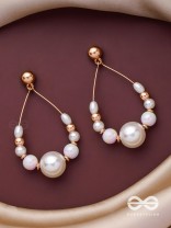 RADIANT PEARL TEARDROPS - GOLDEN EMBELLISHED EARRINGS