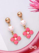 PRETTY PINK POPS - GOLDEN EMBELLISHED EARRINGS