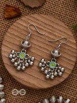 BEADED HORIZON CHARMS - EMBELLISHED OXIDISED EARRINGS