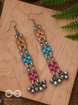 A CARNIVAL CASCADE - EMBELLISHED OXIDISED EARRINGS