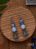 A CELESTIAL WAVE - EMBELLISHED OXIDISED JHUMKA EARRINGS