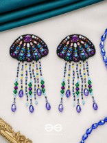 Mrdika - The Vibrant Fish - Stone, Beads And Sequins Hand Embroidered Earrings