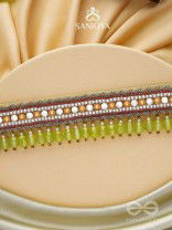 Hemaprabha- The Lively Love- Beads And Glass Drops Lace Hand Embroidered Choker Neckpiece