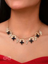 The Spring Shadows - Golden Embellished Enamelled Necklace With Anti-Tarnish Coating 