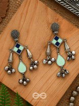 Minty Melodies - Enamelled Oxidised Earrings