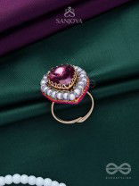 VRASHTA - THE MAGESTIC RAINDROP - STONE AND BEADS EMBROIDERED RING