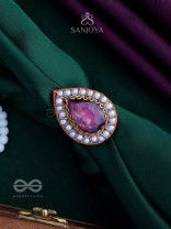 VRASHTA - THE MAGESTIC RAINDROP - STONE AND BEADS EMBROIDERED RING