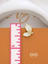 FLY AWAY WITH ME - GOLDEN AND WHITE EMBELLISHED STUD EARRINGS