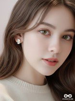 FLY AWAY WITH ME - GOLDEN AND WHITE EMBELLISHED STUD EARRINGS