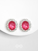SHIMMER AND SHINE - SILVER AND PINK EMBELLISHED STUD EARRINGS