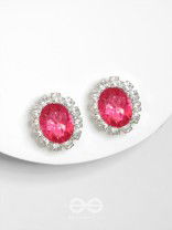 SHIMMER AND SHINE - SILVER AND PINK EMBELLISHED STUD EARRINGS