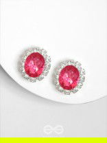 SHIMMER AND SHINE - SILVER AND PINK EMBELLISHED STUD EARRINGS