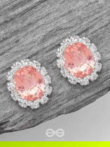 SHIMMER AND SHINE - SILVER AND PEACH EMBELLISHED STUD EARRINGS