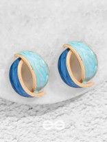 THE BLUE BAUBLES - GOLDEN ENAMELLED STUD EARRINGS