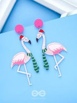 THE FLAMINGO CLAUS - STATEMENT ACRYLIC EARRINGS
