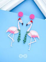 THE FLAMINGO CLAUS - STATEMENT ACRYLIC EARRINGS