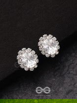 SHIMMER AND SHINE - SILVER EMBELLISHED STUD EARRINGS