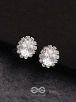 SHIMMER AND SHINE - SILVER EMBELLISHED STUD EARRINGS