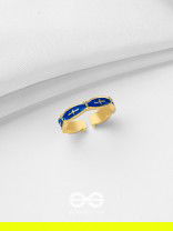 PRUSSIAN PROWESS - GOLDEN AND BLUE EMBELLISHED RING (ADJUSTABLE)