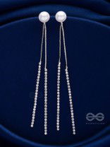 A MOONLIT PEARL - SILVER EMBELLISHED EAR JACKETS