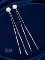 A MOONLIT PEARL - SILVER EMBELLISHED EAR JACKETS