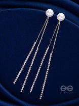 A MOONLIT PEARL - SILVER EMBELLISHED EAR JACKETS