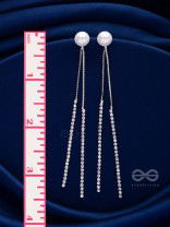 A MOONLIT PEARL - SILVER EMBELLISHED EAR JACKETS
