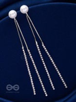 A MOONLIT PEARL - SILVER EMBELLISHED EAR JACKETS