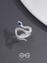 THE SAPPHIRE SERPENTINE - STATEMENT SILVER ADJUSTABLE RING 