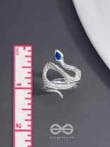 THE SAPPHIRE SERPENTINE - STATEMENT SILVER ADJUSTABLE RING 