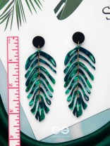 THE TROPICAL LEAFLETS - GREEN ACRYLIC EARRINGS