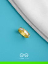 CHAMBER OF SECRETS - GOLDEN AND WHITE EMBELLISHED RING (ADJUSTABLE)