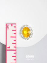 SHIMMER AND SHINE - SILVER AND YELLOW EMBELLISHED STUD EARRINGS