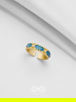 CHAMBER OF SECRETS - GOLDEN AND BLUE EMBELLISHED RING (ADJUSTABLE)