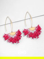 FREE SPIRIT SYMPHONY - GOLDEN EMBELLISHED EARRINGS (RED)