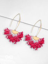 FREE SPIRIT SYMPHONY - GOLDEN EMBELLISHED EARRINGS (RED)