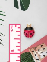 LOVELY LITTLE LADYBUG - GOLDEN EMBELLISHED STUD EARRINGS