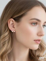 FLUFFY RAINBOW DREAMS - GOLDEN EMBELLISHED STUD EARRINGS