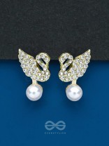 THE SWAN'S EMBRACE - GOLDEN EMBELLISHED EARRINGS