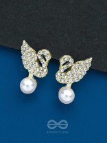 THE SWAN'S EMBRACE - GOLDEN EMBELLISHED EARRINGS
