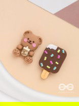 CHOCOBITES 'N BEAR - MISMATCHED ACRYLIC EARRINGS
