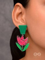 CRIMSON CHARM BLOSSOM - CASUAL ACRYLIC EARIINGS