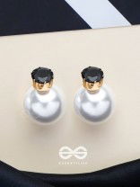 A MYSTIC PEARL - GOLDEN EMBELLISHED EARRINGS (BLACK)