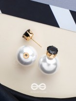 A MYSTIC PEARL - GOLDEN EMBELLISHED EARRINGS (BLACK)