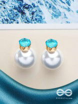 A MYSTIC PEARL - GOLDEN EMBELLISHED EARRINGS (LIGHT BLUE)