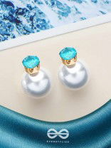 A MYSTIC PEARL - GOLDEN EMBELLISHED EARRINGS (LIGHT BLUE)