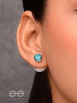 A MYSTIC PEARL - GOLDEN EMBELLISHED EARRINGS (LIGHT BLUE)