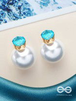 A MYSTIC PEARL - GOLDEN EMBELLISHED EARRINGS (LIGHT BLUE)